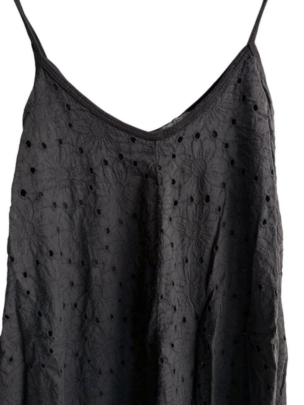 Bella Amore Black Eyelet Lace Dress Cotton Cami Dress Made in Italy Size S / M - Picture 5 of 7